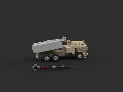 Military Weapon Rocket Launcher Model With Green Truck And Black Red Design 3d model