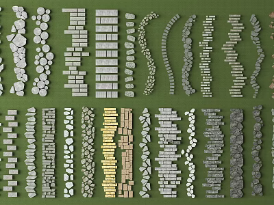 Various Shaped Garden Stepping Stones With Natural Stone Materials And Patterns 3d model