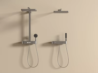 Modern Wall Mounted Shower Head with Handheld Sprayer and Top Spray Stainless Steel Design 3d model