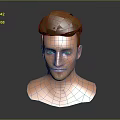 3D Character Head Model With Brown Hair And Blue Eyes Rendering