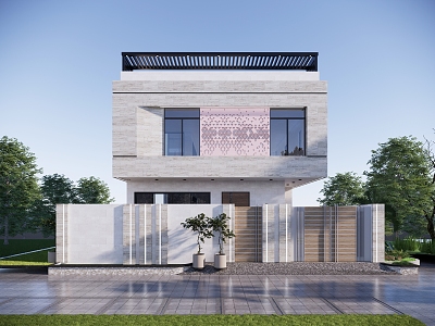 Self-built modern villa 3d model