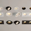 Modern Recessed Downlights And Spotlights With Black White Single Double Panels 3d model