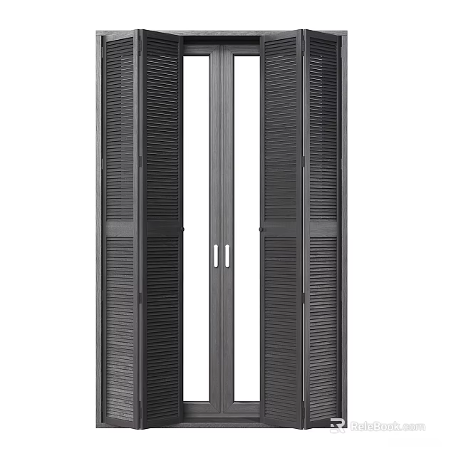 Modern Black Frame Casement Windows With Aluminum Material And Double Panel Design 3d model 