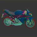 Blue Sports Motorcycle With Streamlined Body Gray Seat And Orange Accents Design