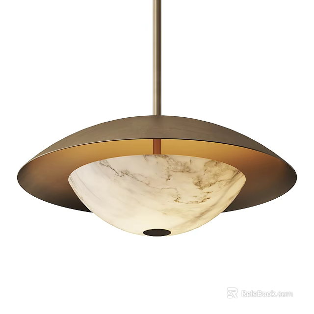 Modern Ceiling Light Featuring Brushed Metal Frame And Marble Texture Shade 3d model