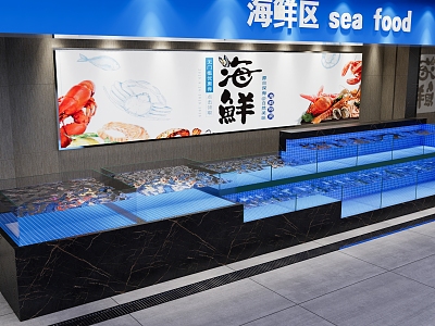 Large supermarket seafood pond super equipment breeding effect diagram model