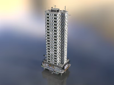 Modern High Rise Building With Multi Storey Structure And Exterior Glass Window Design 3d model