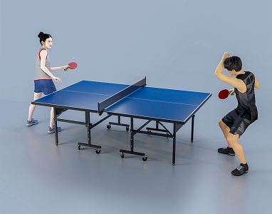 modern double play table tennis sports men's and women'singles table tennis players athletes 3d model