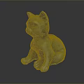 Detailed Blue Cat Sculpture in Sitting Pose with Smooth Surface for Decorative