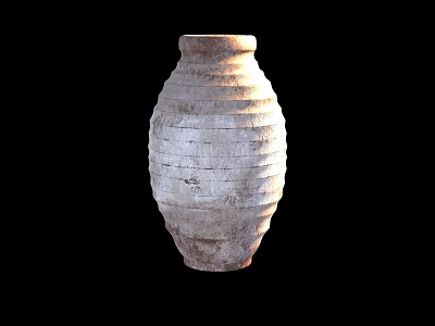 Handcrafted Ceramic Vase with Textured Striped Surface and Natural Gray Tone 3d model