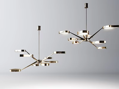Contemporary Metal Chandeliers With Multiple Geometric Arms And Light Fixtures 3d model