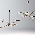 Contemporary Metal Chandeliers With Multiple Geometric Arms And Light Fixtures