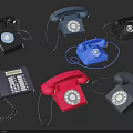 Collection of Vintage Landline Telephones in Various Colors and Classic Dial Designs