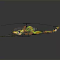 Detailed Military Helicopter Model With Camouflage Paint Rotors And Missiles