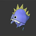 Blue Cartoon Monster Hat Design With Yellow Spikes Big Eyes And Sharp Teeth