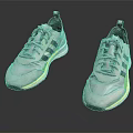 Gray Sporty Sneakers With Green Yellow Stripes And Gray Laces For Casual Style