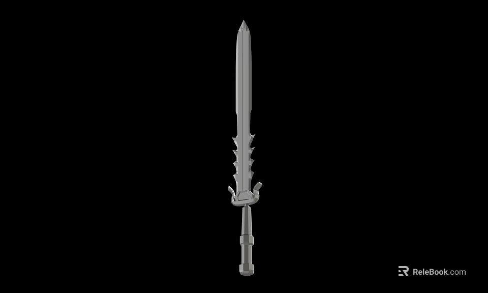 High Quality Metal Sword With Long Sharp Blade And Decorative Hilt Structure 3d model
