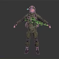 3D Model Military Soldier In Camouflage Uniform With Assault Rifle Full Gear Standing Pose