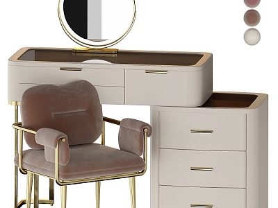 Light Luxury Desk and Chair 3d model