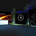 Wuzhen Theatre Festival Stage with Bamboo Trees Mountain Patterns and Illuminated Design