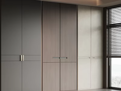 Modern Wardrobe Doors With Sleek Panel Design And Contemporary Handle Details 3d model