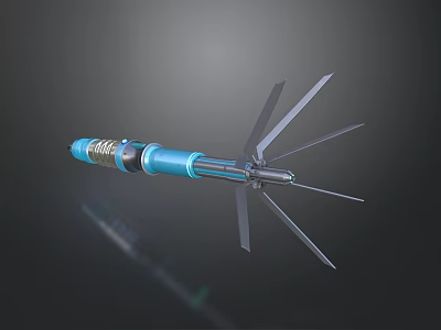 Wrought Iron Device With Blue Accents And Sharp Metal Blades For Industrial Use 3d model
