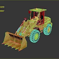 Yellow Construction Loader With Front Bucket Large Tires And Enclosed Operator Cab