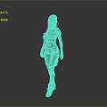Sleek Futuristic Female Character With Teal Hair Black Bodysuit Green Glowing Lines