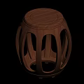 Modern Wooden Stool With Round Seat And Hollow Out Design Structure