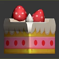 Delicious Layered Cake With Pink Yellow Layers And Red Strawberries On Top