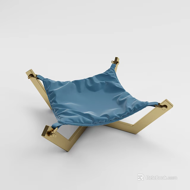 Decorative Ornament Set with Blue Fabric and Gold Metal Frame Modern Minimalist Tabletop Home Decor 3d model 