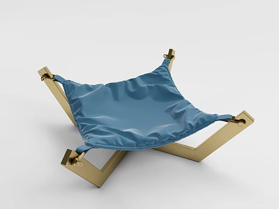 Decorative Ornament Set with Blue Fabric and Gold Metal Frame Modern Minimalist Tabletop Home Decor 3d model
