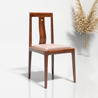 New Chinese Restaurant Solid Wood Dining Chair 3d model