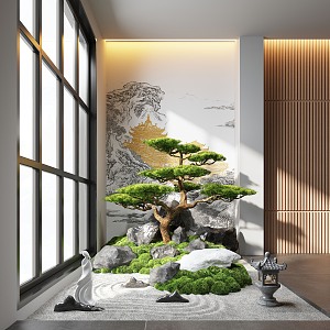 New Chinese Style Indoor Landscape Landscaping Landscape Setches Indoor Landscape Indoor Landscape Bryophytes Plant Pile 3d model