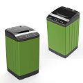 Two Modern Green Washing Machines with Sleek Exterior and Digital Control Panels