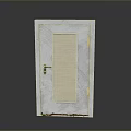 White Interior Door With Louvered Panel And Metal Handle Worn Bottom Design 3d model