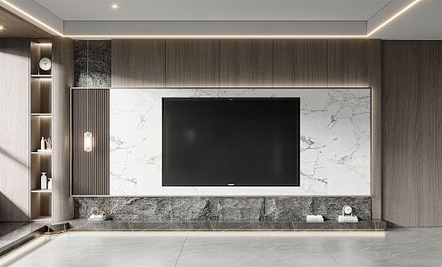 Modern TV background wall 3d model