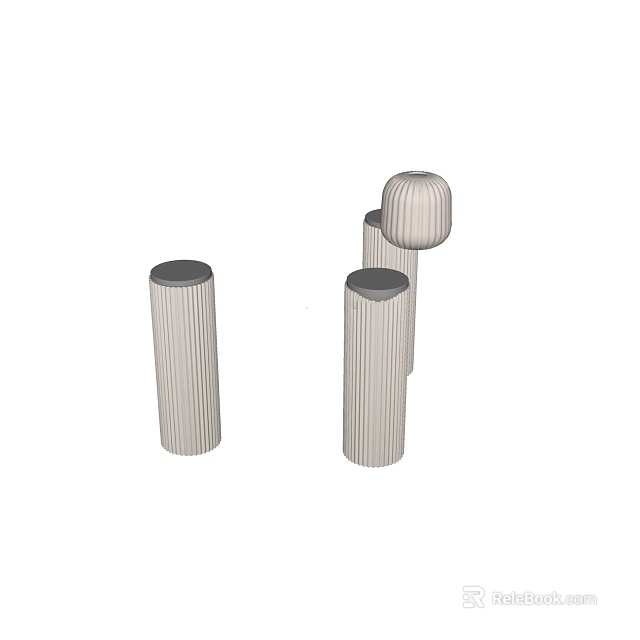 Modern Coffee Table With Cylindrical Striped Legs And Support Structure 3d model 