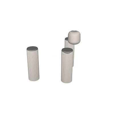 Modern Coffee Table With Cylindrical Striped Legs And Support Structure 3d model