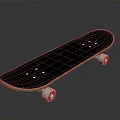 Black Skateboard With Wooden Edge White Wheels And Red Hubs For Daily Use