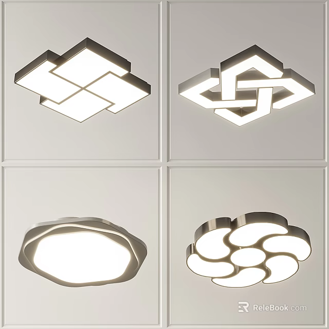 Modern Contemporary Ceiling Lights With Various Geometric And Cloud Shaped Designs 3d model
