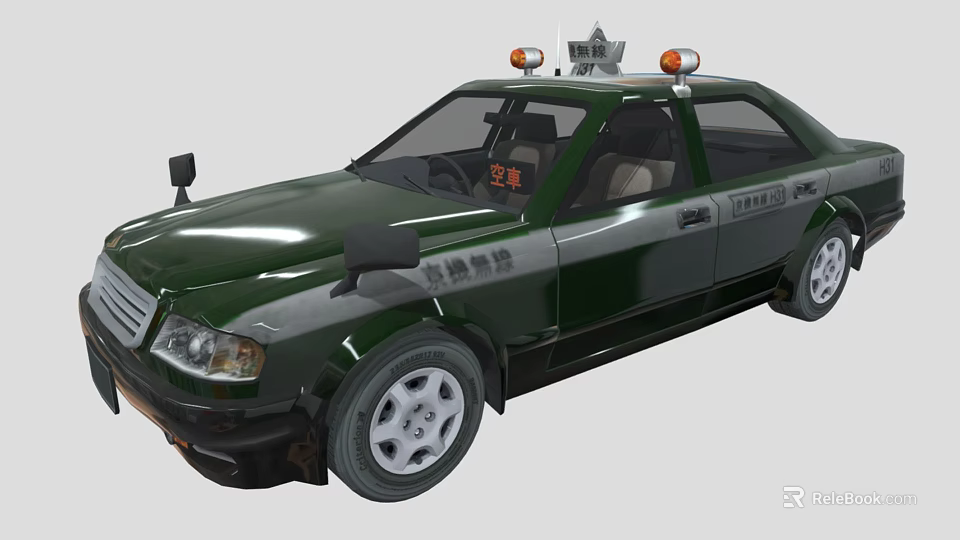 Green Security Patrol Car With Roof Emergency Lights And Patrol Markings 3d model 