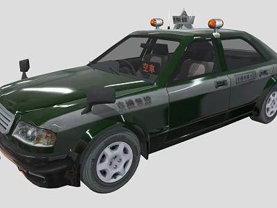 Green Security Patrol Car With Roof Emergency Lights And Patrol Markings 3d model