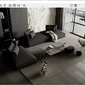 Modern sofa coffee table combination 3d model