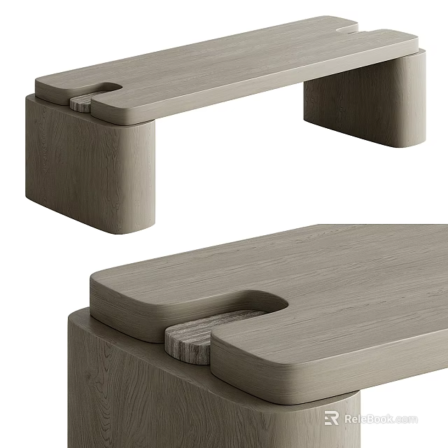 Modern Minimalist Coffee Table With Natural Wood Finish And Sleek Linear Design Structure 3d model 