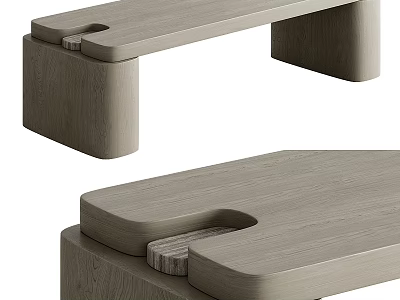 Modern Minimalist Coffee Table With Natural Wood Finish And Sleek Linear Design Structure 3d model