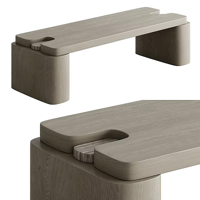 Modern Minimalist Coffee Table With Natural Wood Finish And Sleek Linear Design Structure 3d model