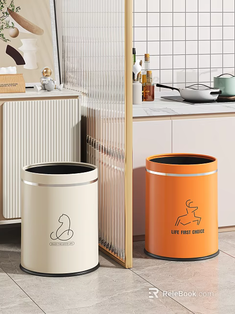 Modern Chest of Drawers in White and Orange with Cat and Running Figure Logos 3d model 