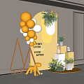 Vibrant Photo Check In Spot With Yellow White Balloons Green Plants And Decorative Props