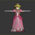 3D Princess Character Model In Pink Dress With Blonde Hair Crown And Outstretched Arms